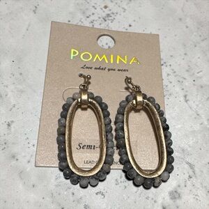 Pomina Gold Tone Oval Beaded Statement Earrings (BR1313/2)